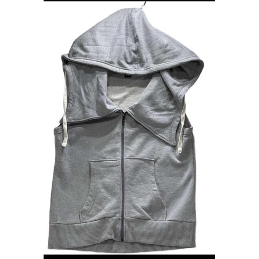 R8 ACTIVEWEAR Vest Gray Sweatshirt Hoodie Asymmetrical Zip Women's Size L